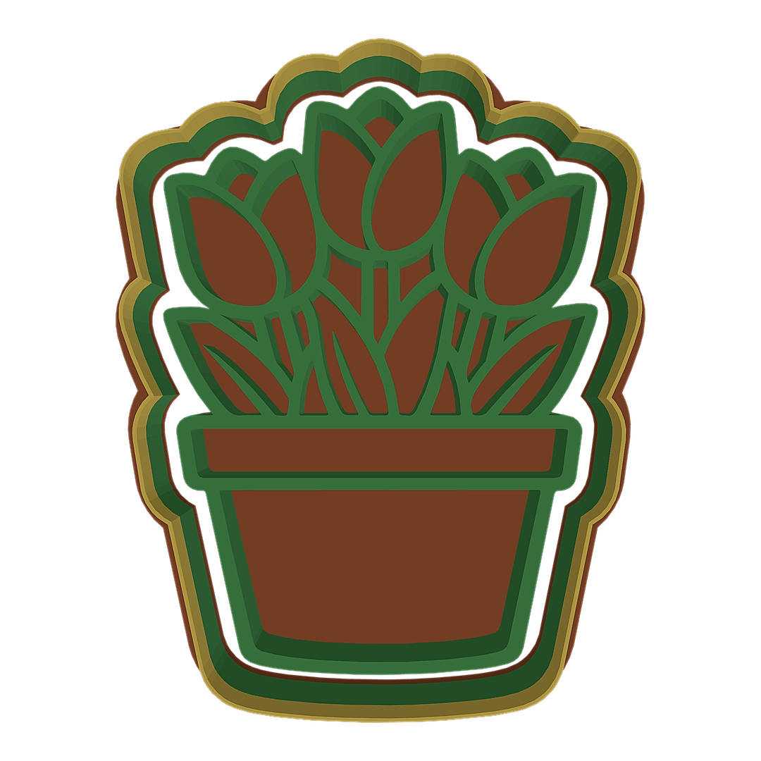 Tulips in Flower Pot cookie cutter preview