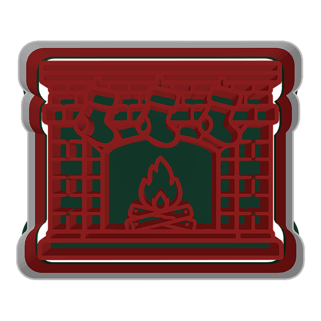 Christmas Fireplace with Stockings cookie cutter preview