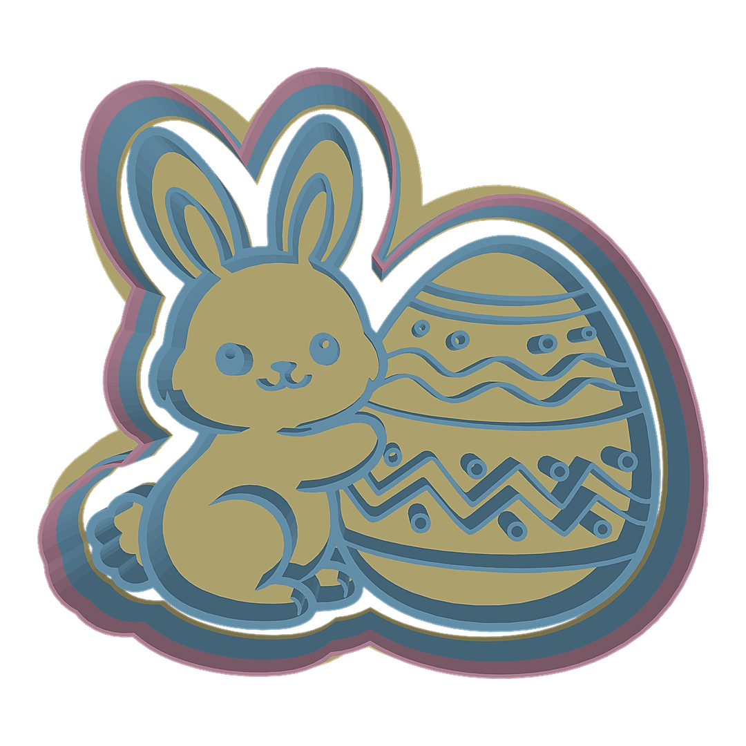 Easter Bunny with Giant Egg cookie cutter preview
