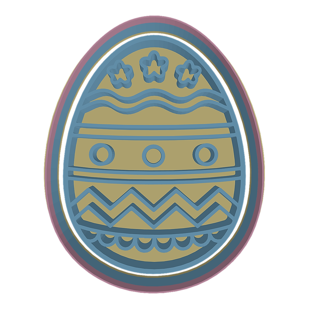 Easter Egg with Zigzag and Stars cookie cutter preview