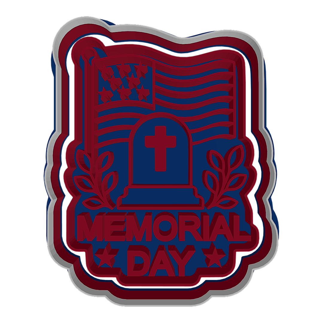 Memorial Day Flag and Headstone cookie cutter preview