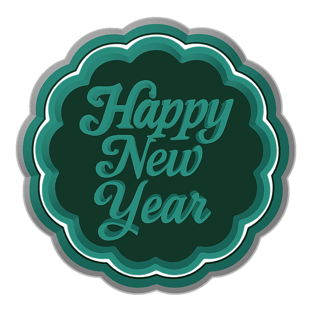 Happy New Years Scalloped cookie cutter preview