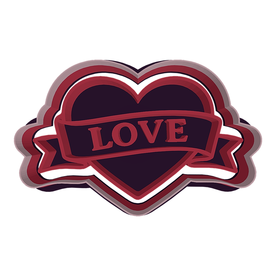 Heart with Love Banner cookie cutter preview