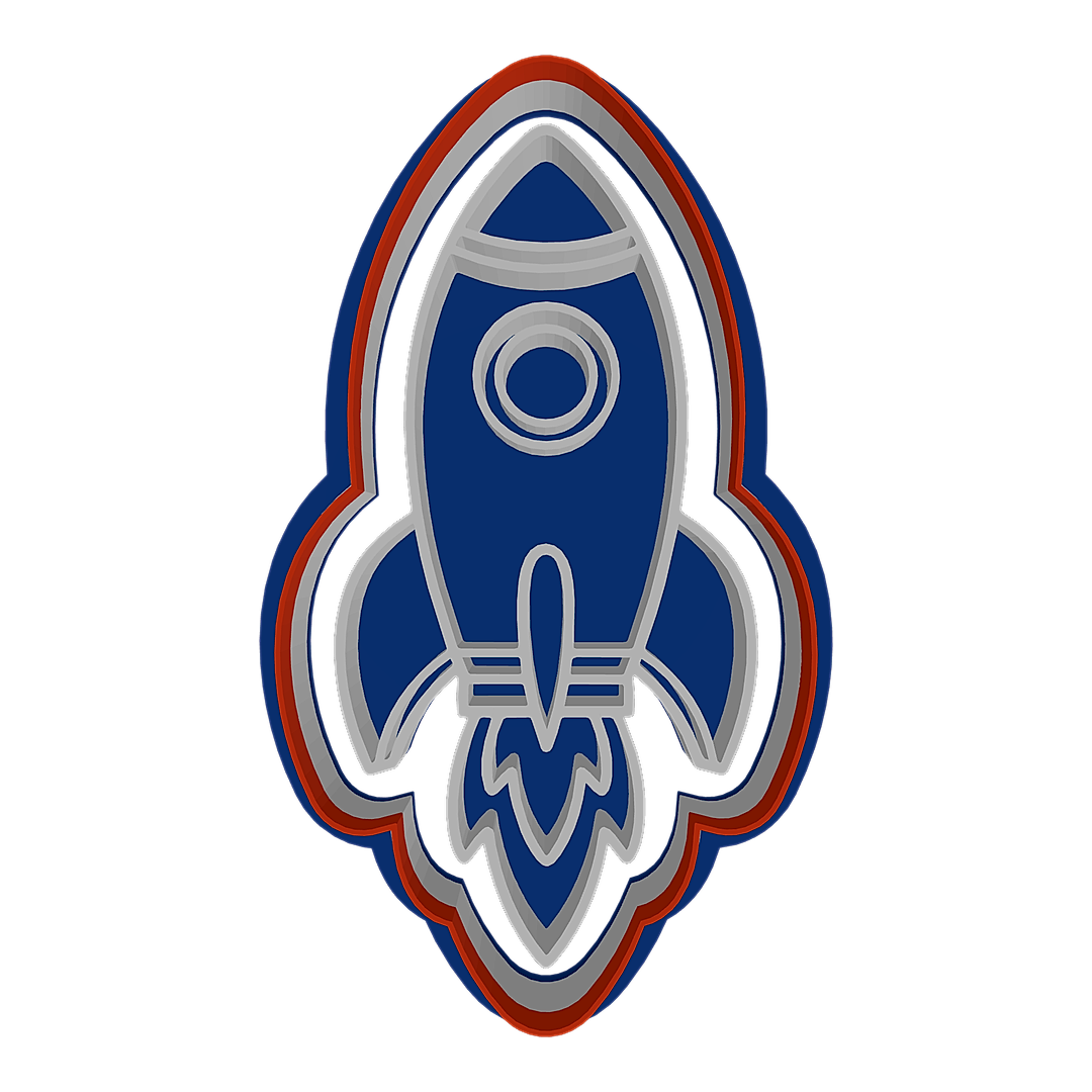 Retro Rocket with Flames cookie cutter preview