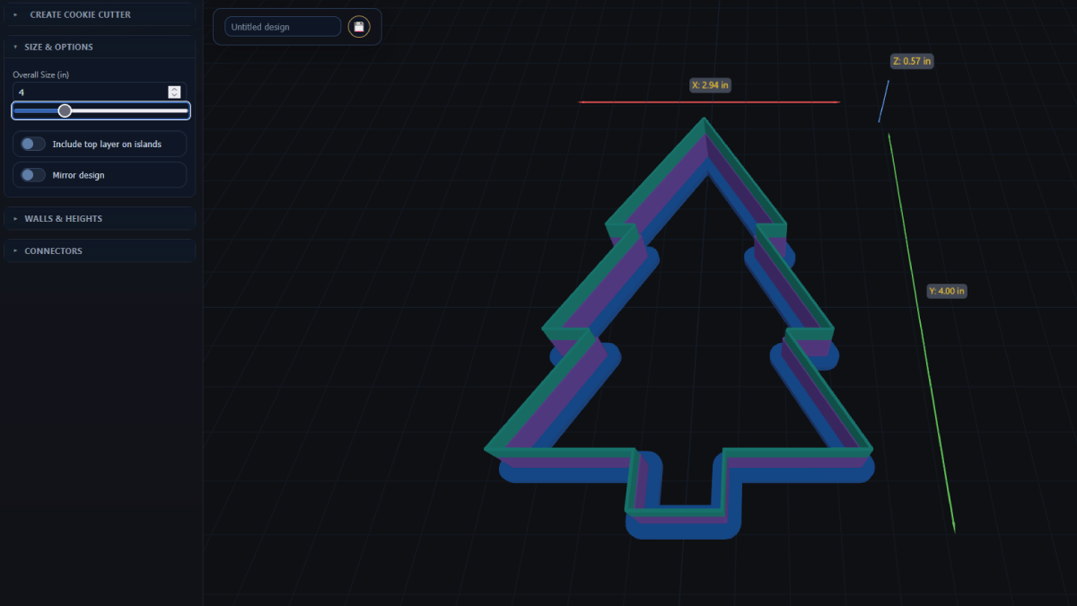 Sizing the cutter in inches while previewing details